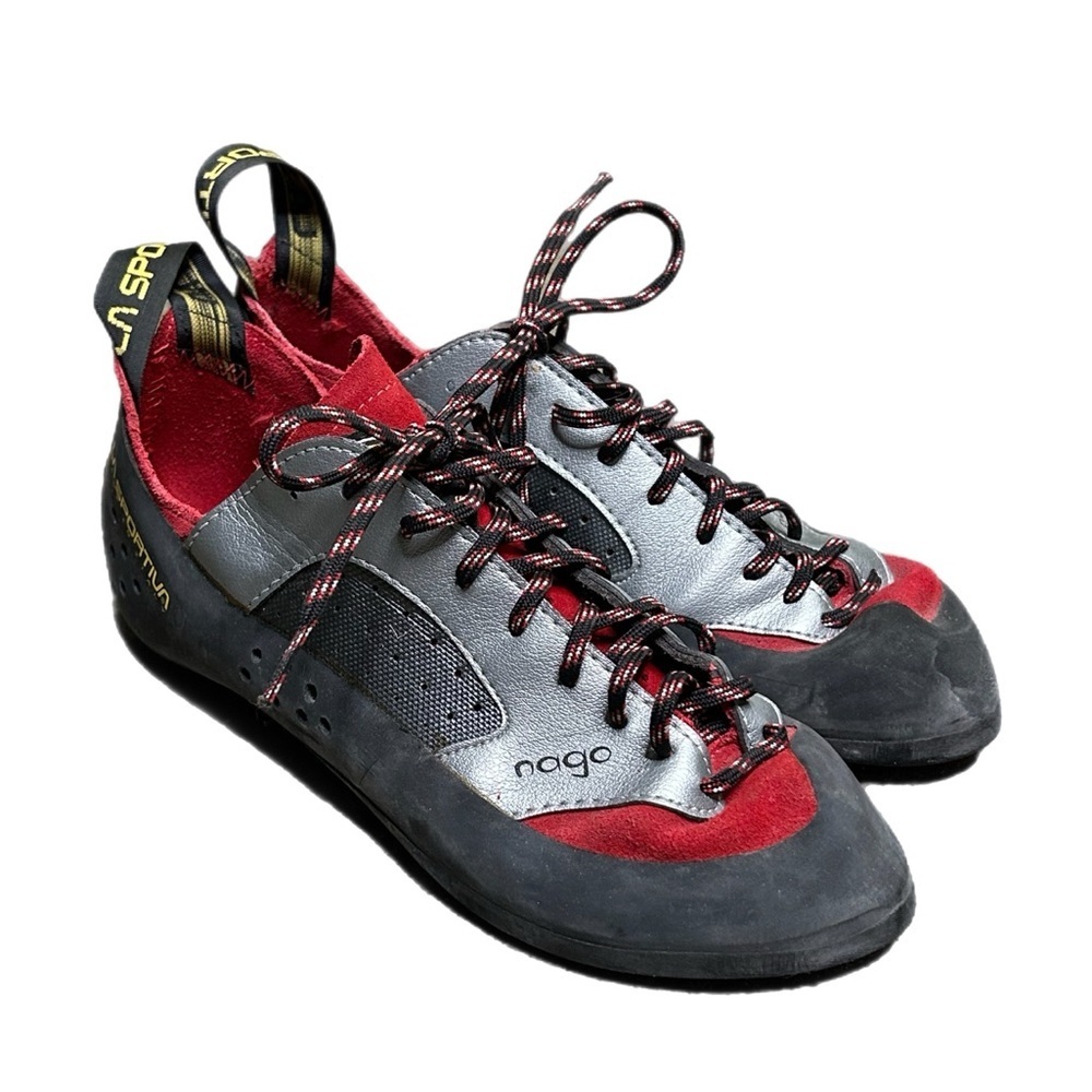 La Sportiva Nago Men's and Women’s Red and Gray Lace-Up Climbing Shoes